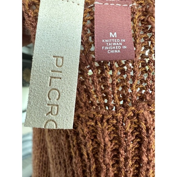 Anthropologie Pilcro Easy Breezy Knit Brown Blue Trim Cami Tank Top Women Sz M - Picture 14 of 15